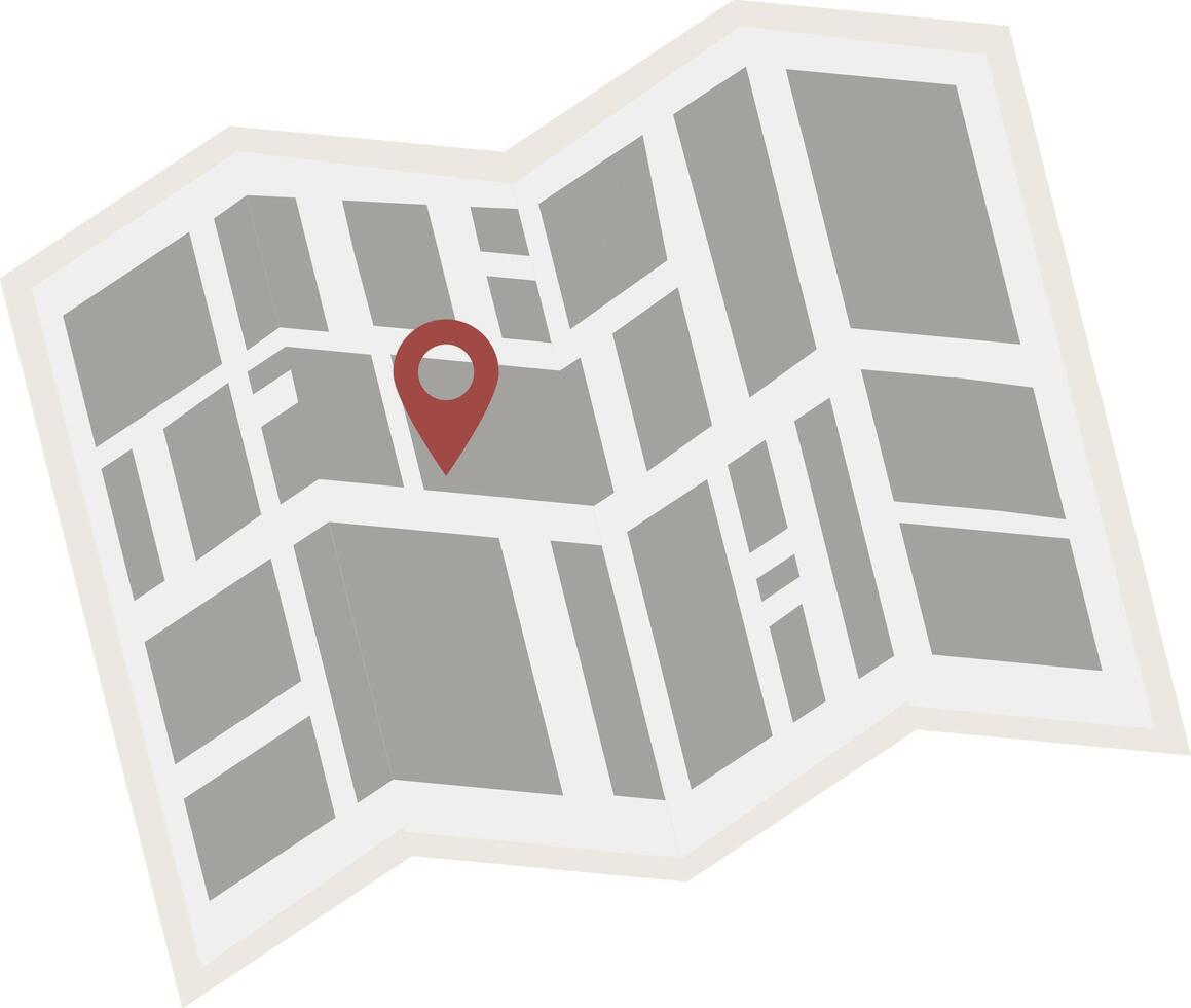 Location mark on a paper map. A symbol that represents a specific place on a map. A navigation point on a map. Paper map. vector