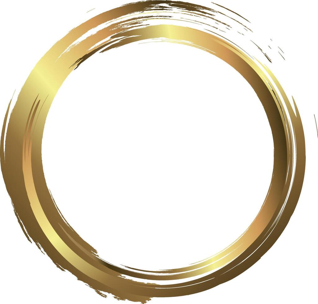 Grunge circle gold. Circle drawn with ink. The grunge frame contains stains, scratches, cracks, bumps and other elements that create a worn effect. vector