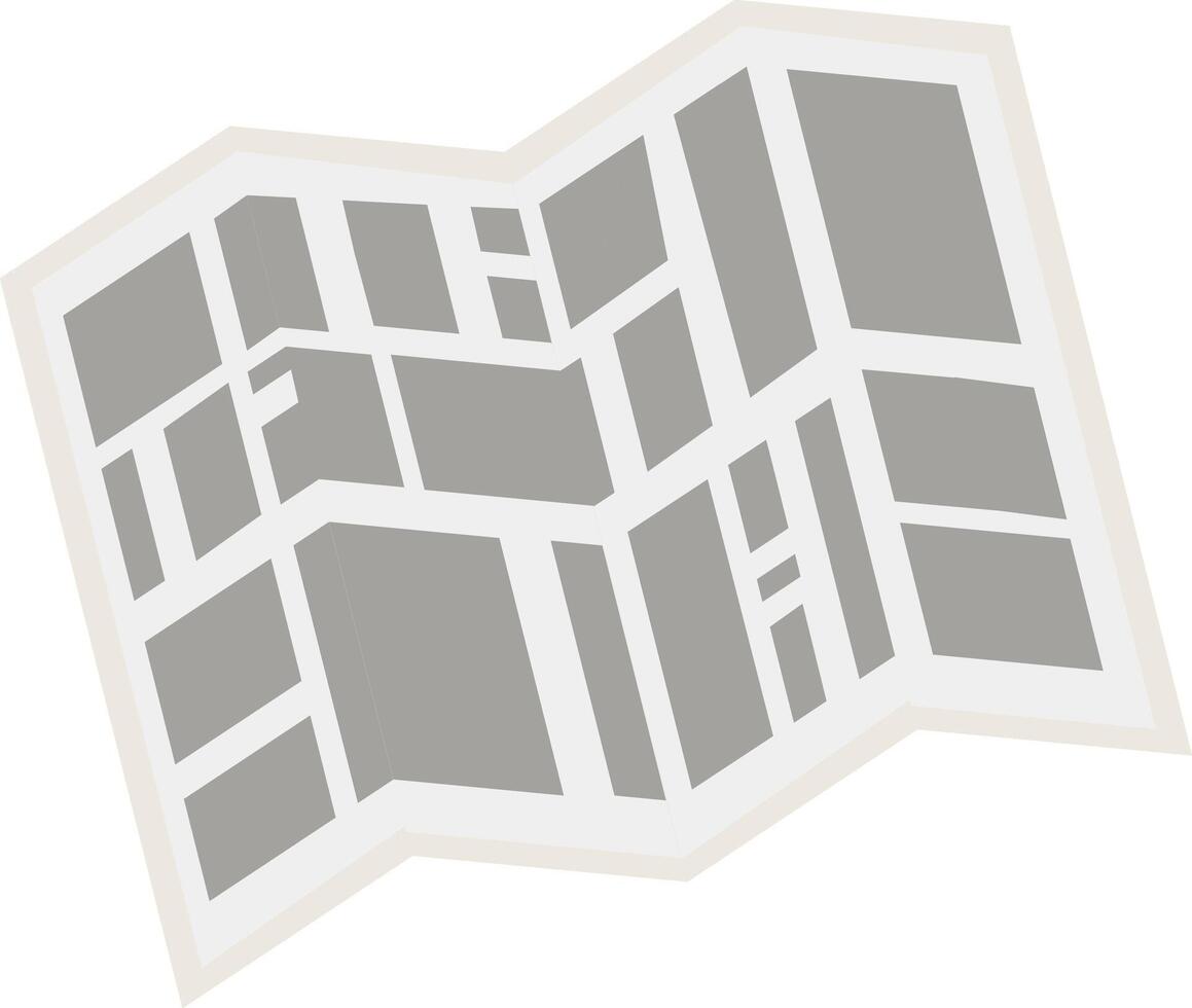 Paper map. Displays geographic features, roads, borders and landmarks. vector