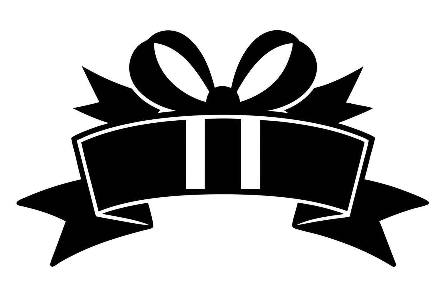 A Simple black and white gift ribbon emblem design. vector