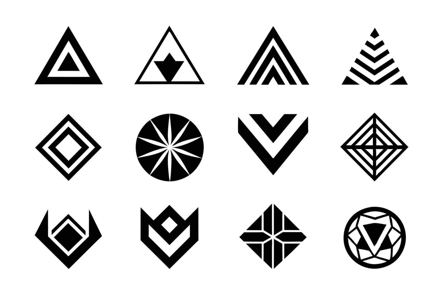 A Set of Abstract Geometric Logos Created in Adobe Illustrator vector