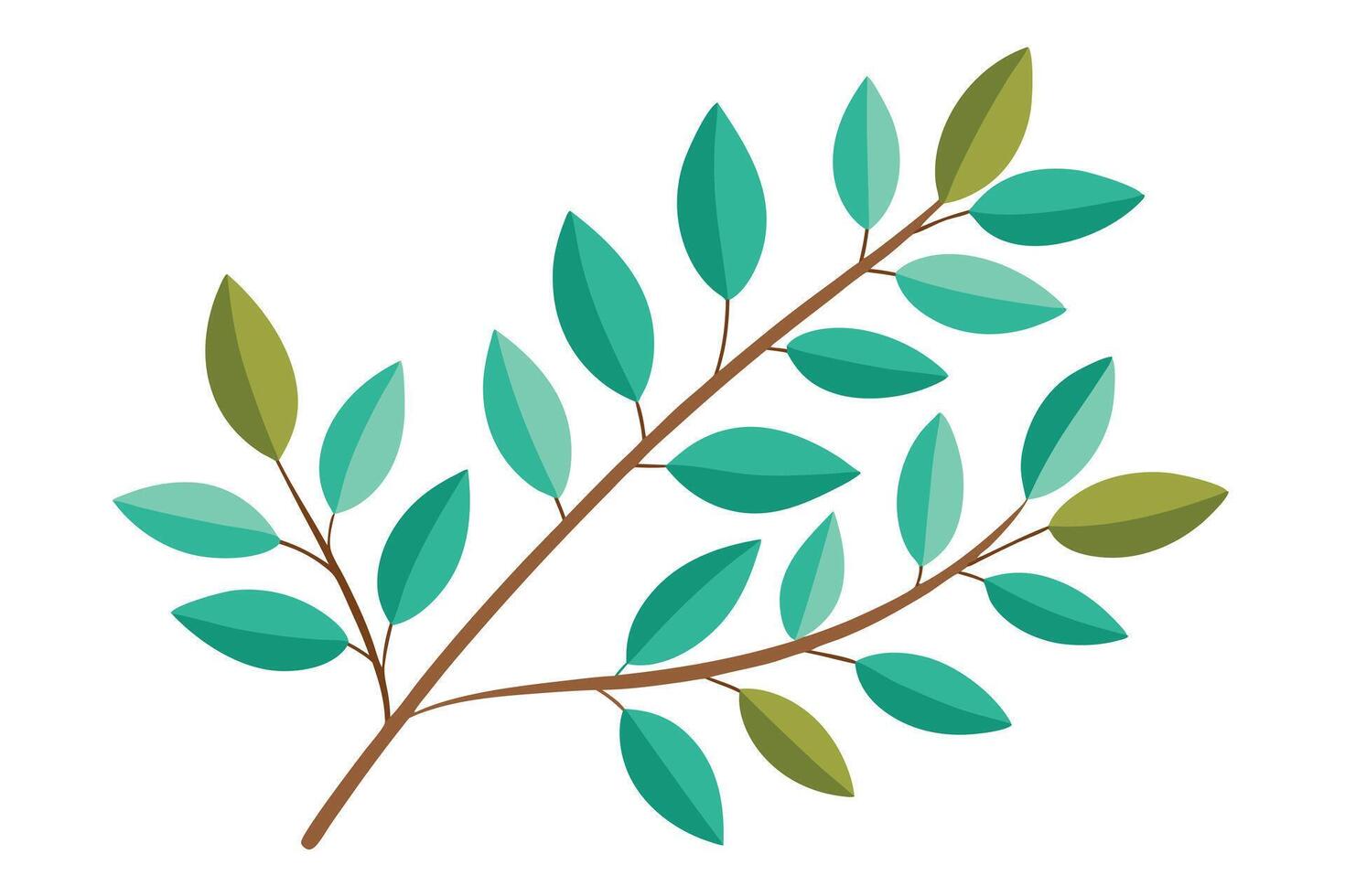 Colorful Branch with Leaves, Perfect for Nature-Themed Designs vector