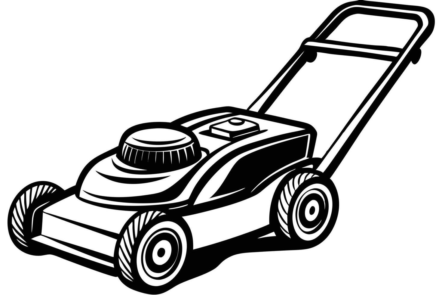A Stylish black and white lawn mower graphic design. vector