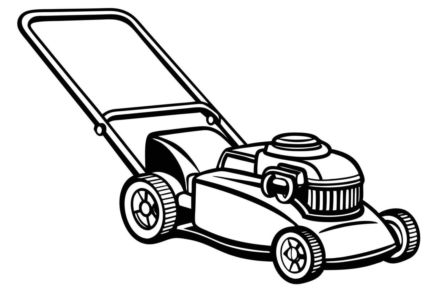 Stylish black and white lawn mower graphic design. vector