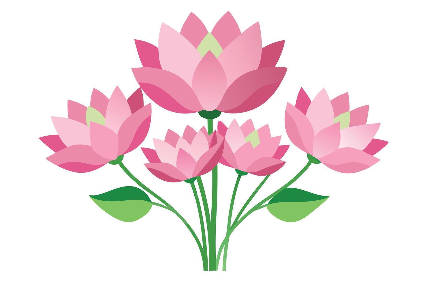 Vibrant pink lotus flower bouquet, perfect for spring design. vector