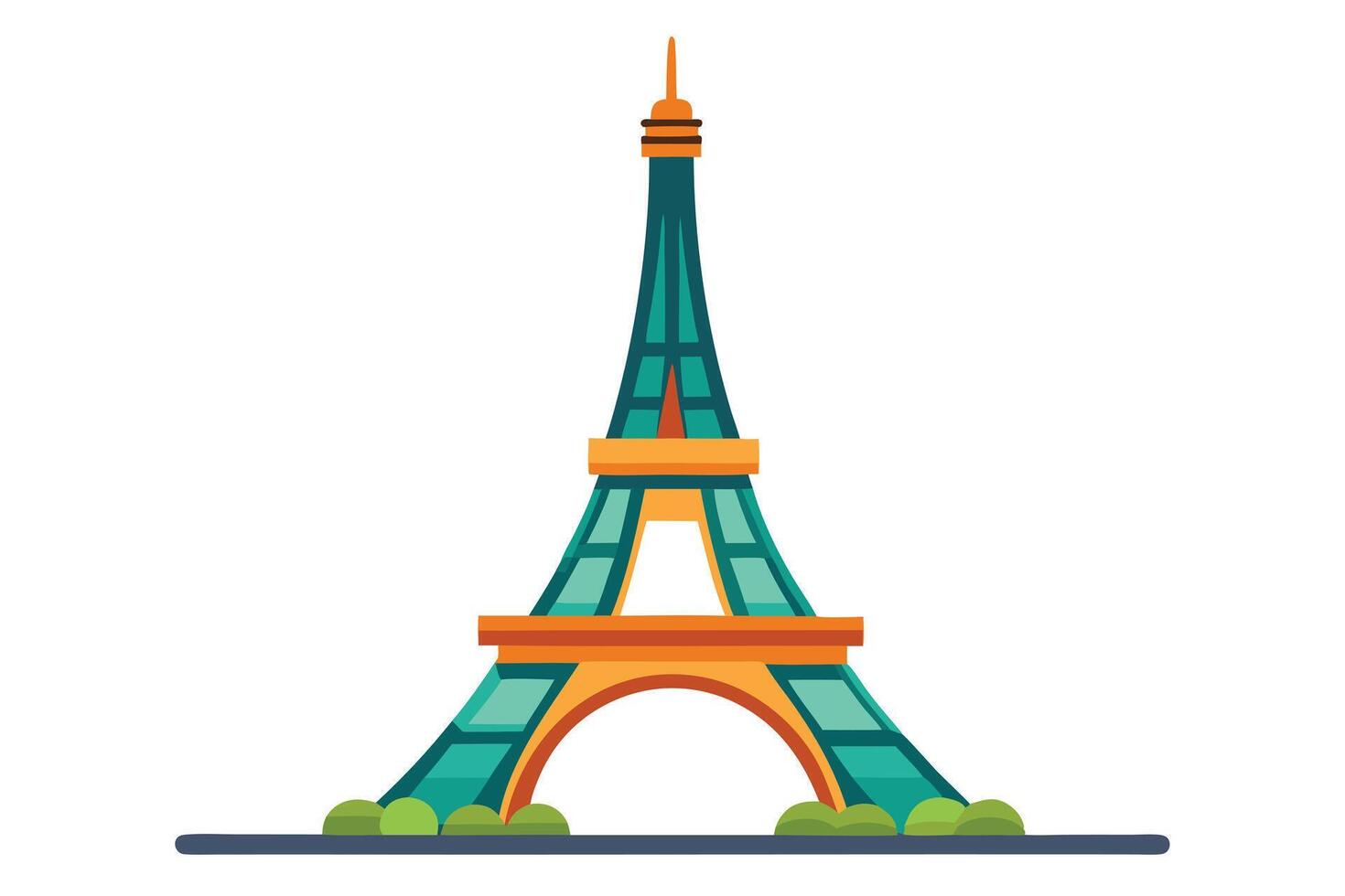 Flat Illustration of the Eiffel Tower in Cartoon Style vector