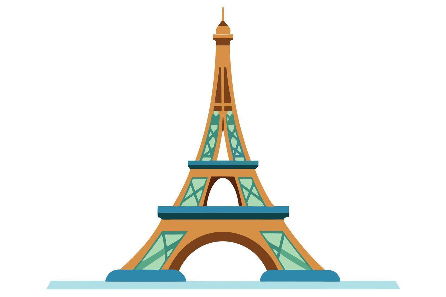 A Flat Illustration of the Eiffel Tower in Cartoon Style vector