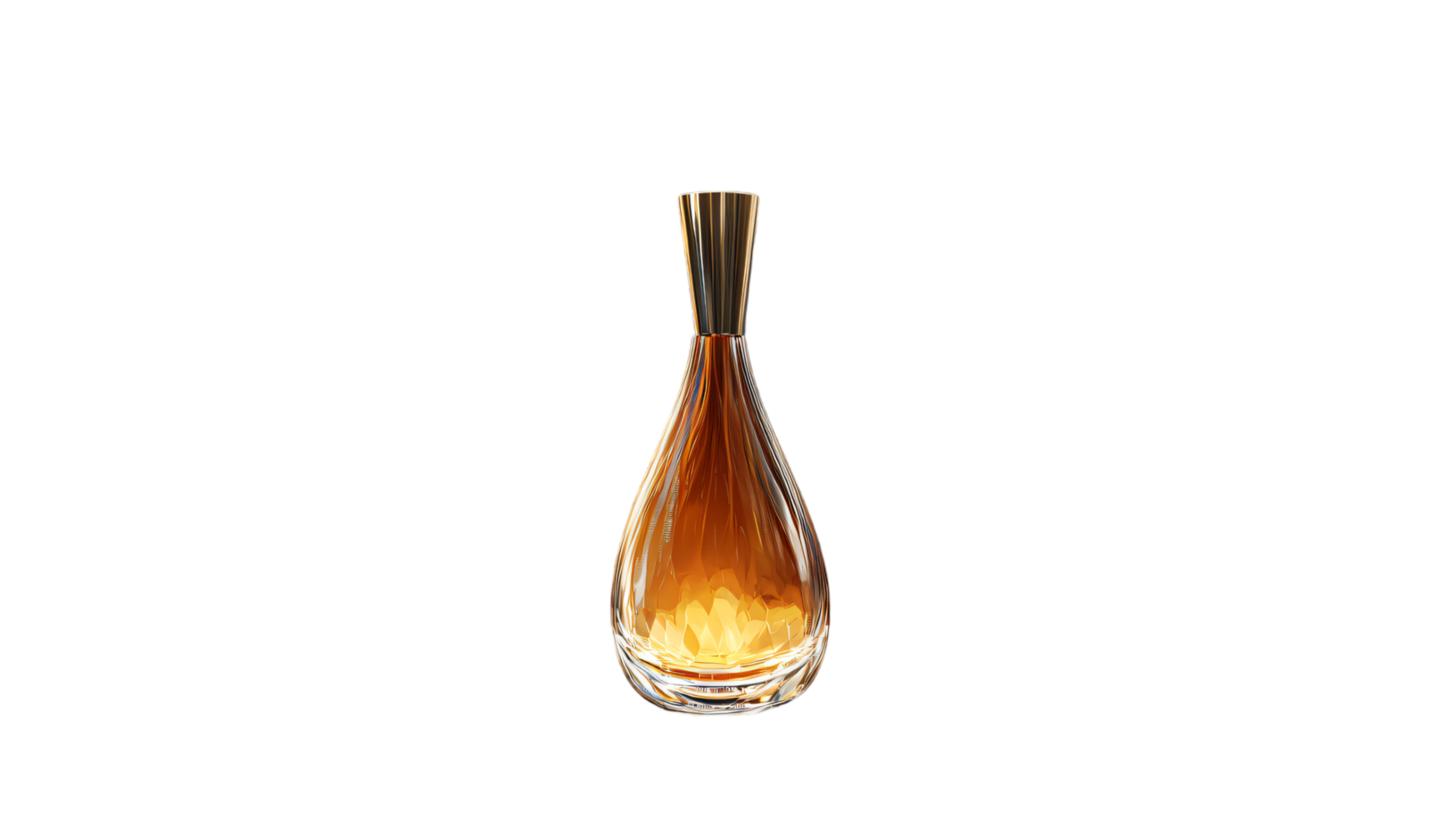 Elegant Amber Perfume Bottle Luxury Fragrance Golden Cap Glass Teardrop Shape png