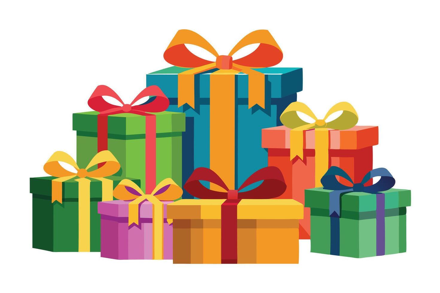 A Colorful Gift Boxes Pile Up, Perfect for Holiday Designs vector