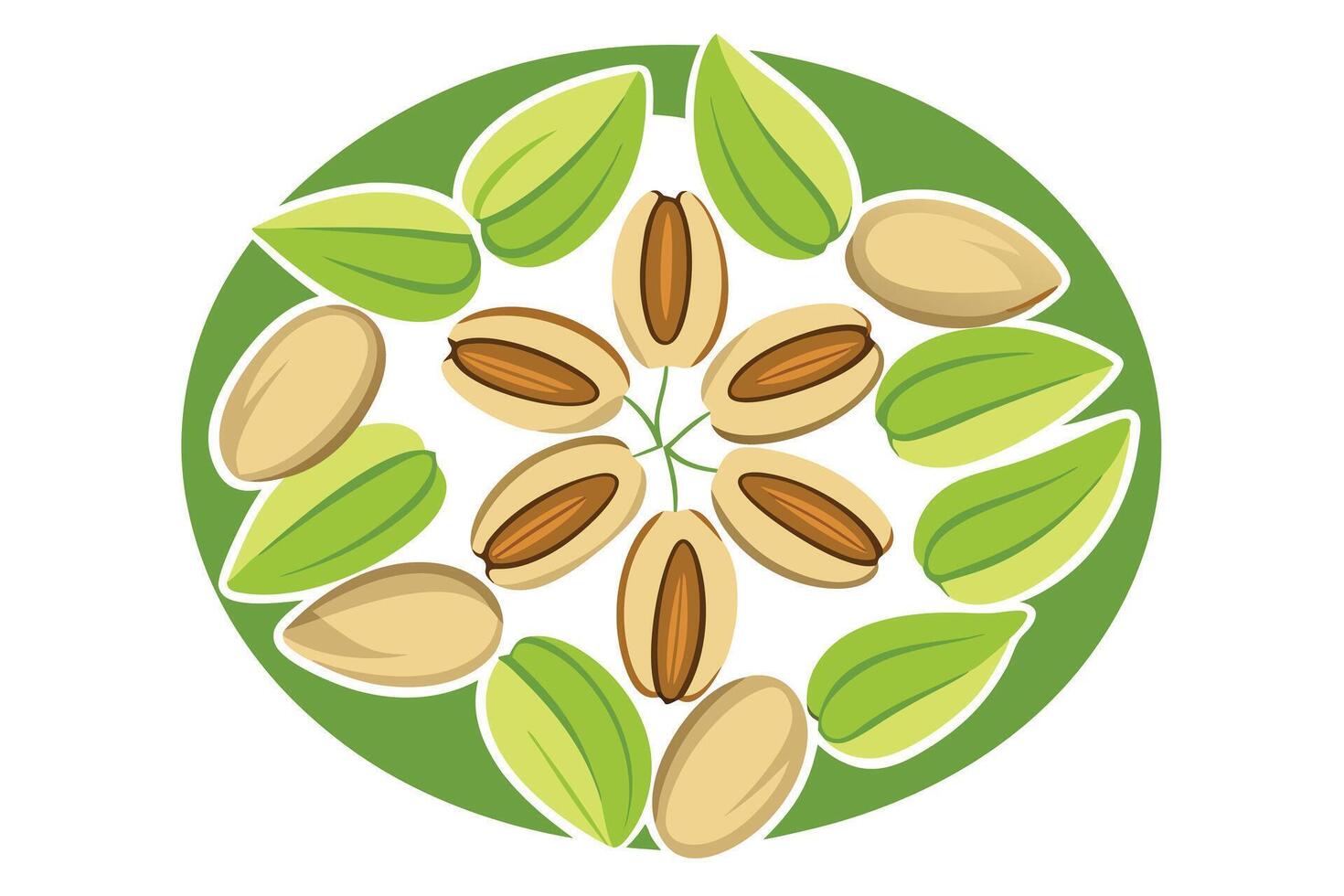 Circular pistachio design, vibrant illustration. vector