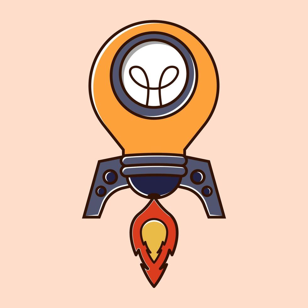 Idea with Light Bulb Energy. Light Bulb Becomes Rocket Concept vector