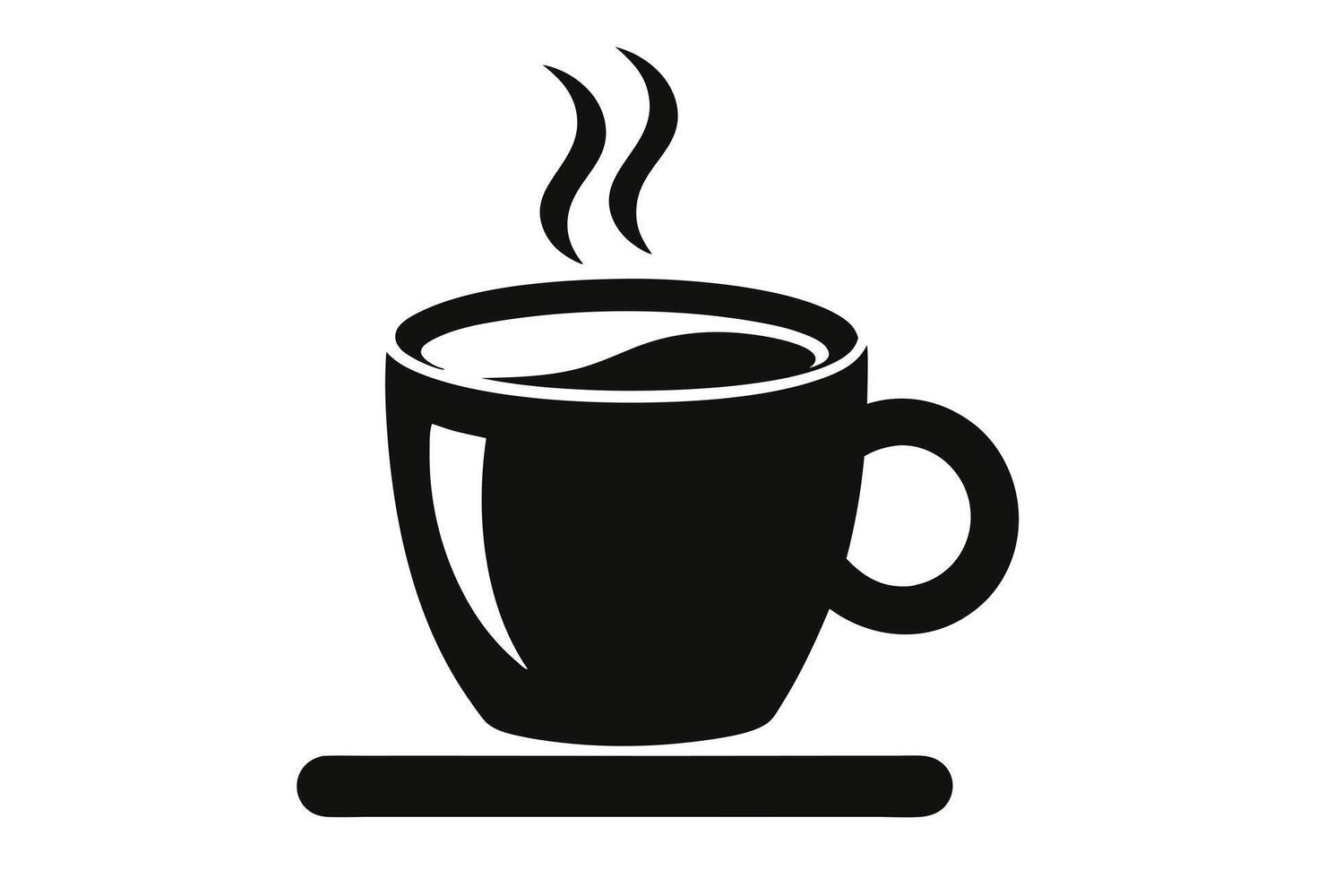 Simple black and white coffee cup silhouette icon. vector