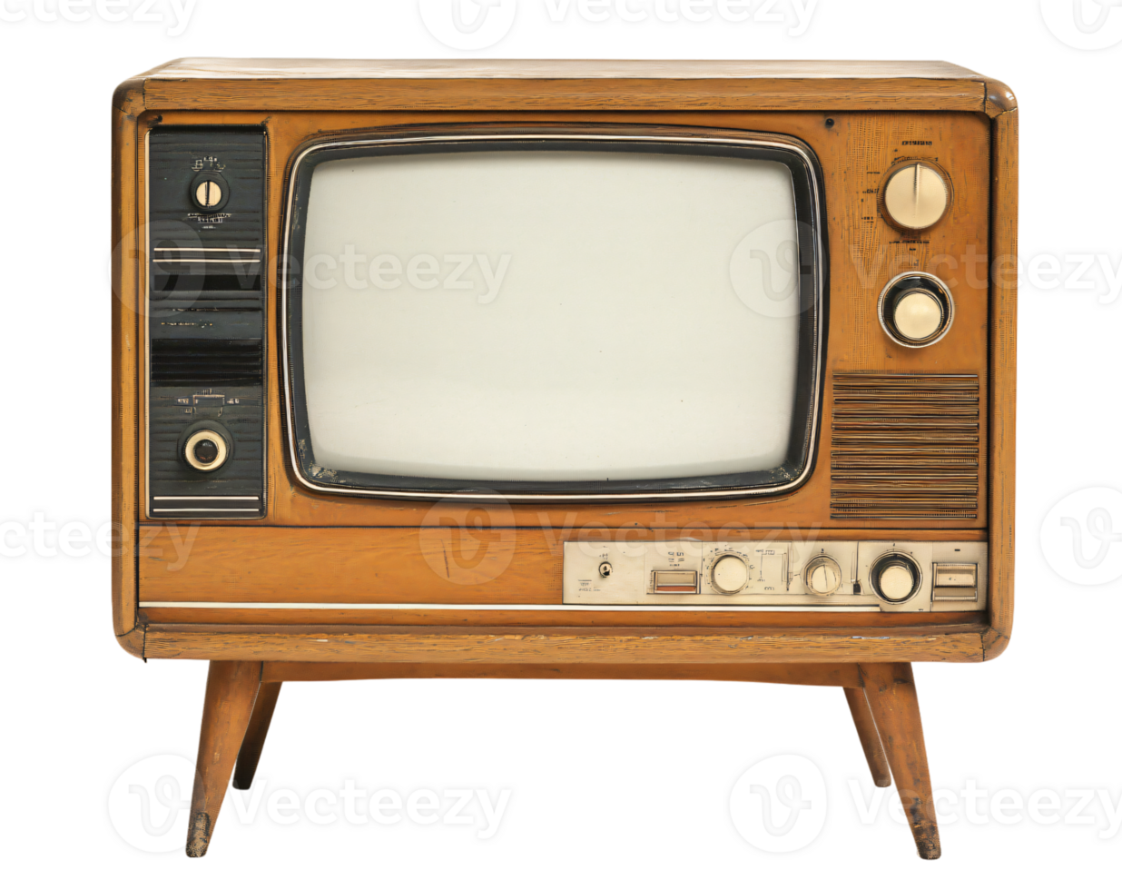 Vintage Wooden Retro Television Classic Analog TV Old Fashioned Home Entertainment System 1960s png