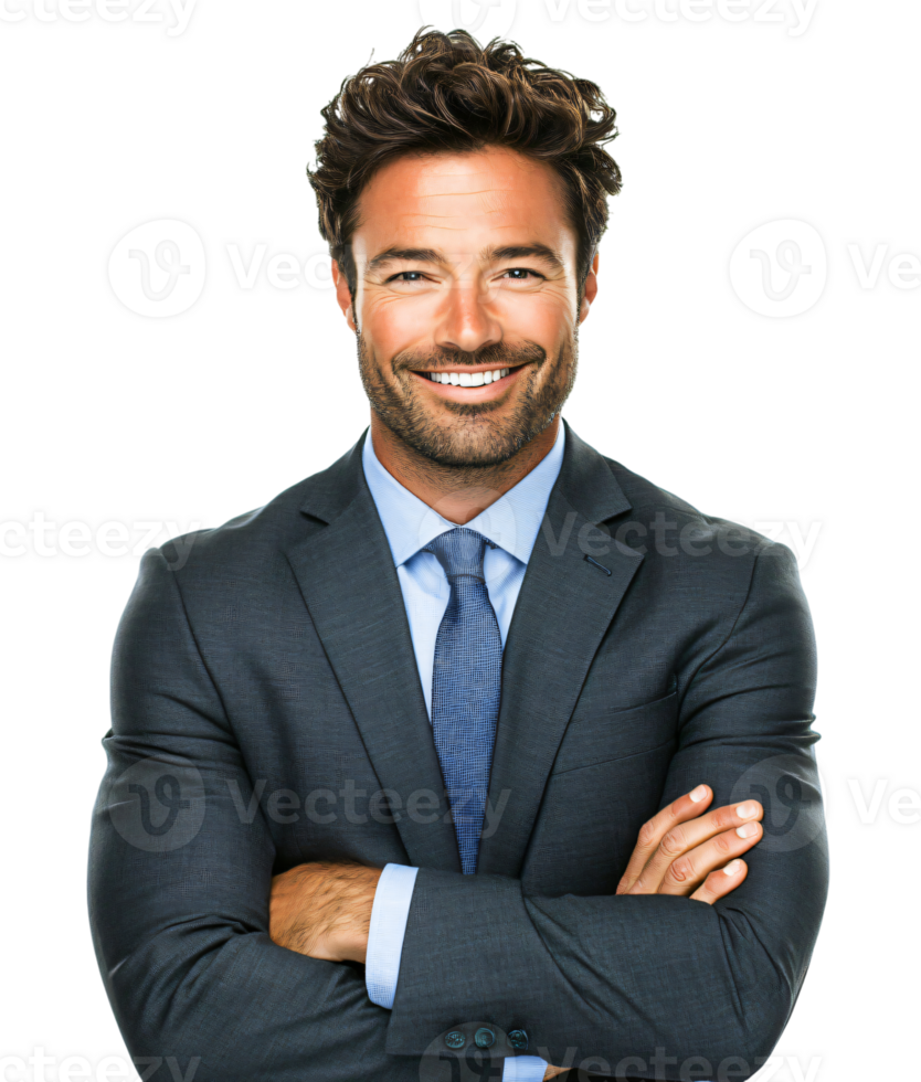 Confident Successful Businessman Smiling Arms Crossed Corporate Portrait png