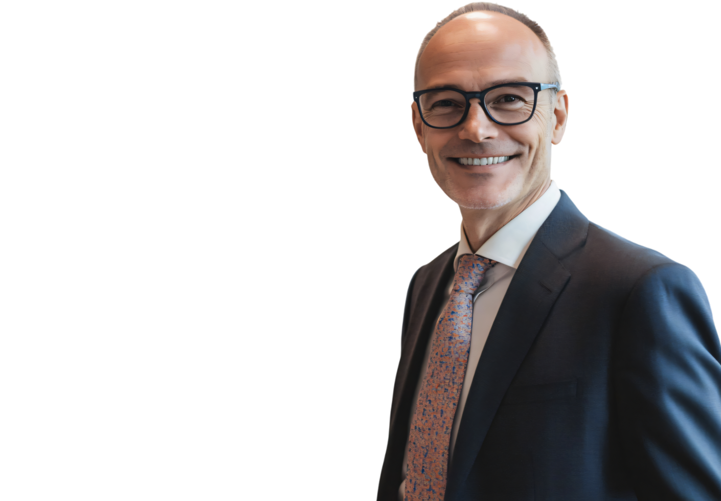 Confident Smiling Mature Businessman in Suit and Glasses Portrait png