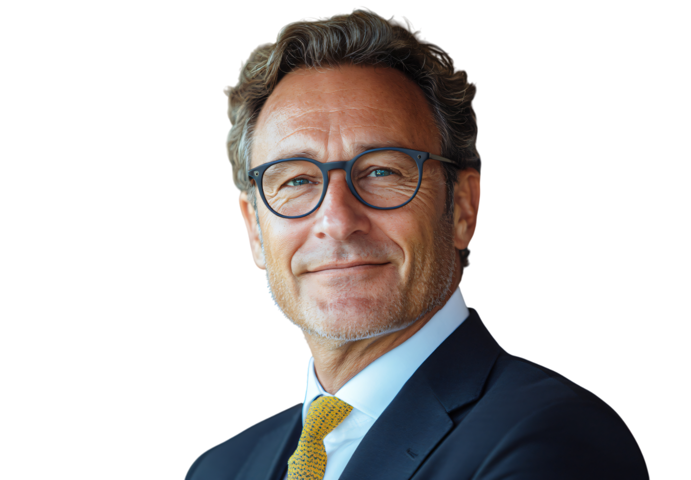 Confident Mature Businessman in Glasses Smiling Portrait Corporate Headshot png