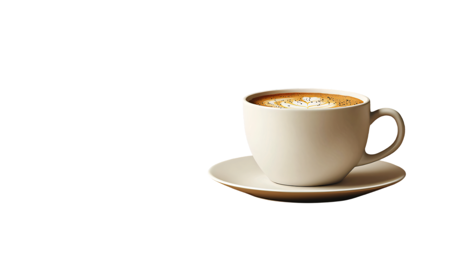 Aromatic Latte Coffee in Beige Mug on Saucer Coffee Shop Drink png