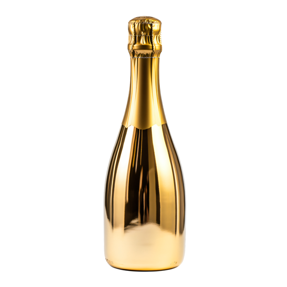 Gold Champagne Bottle Sparkling Wine Festive Celebration Luxury Drink Elegant Design Holiday Cheers png
