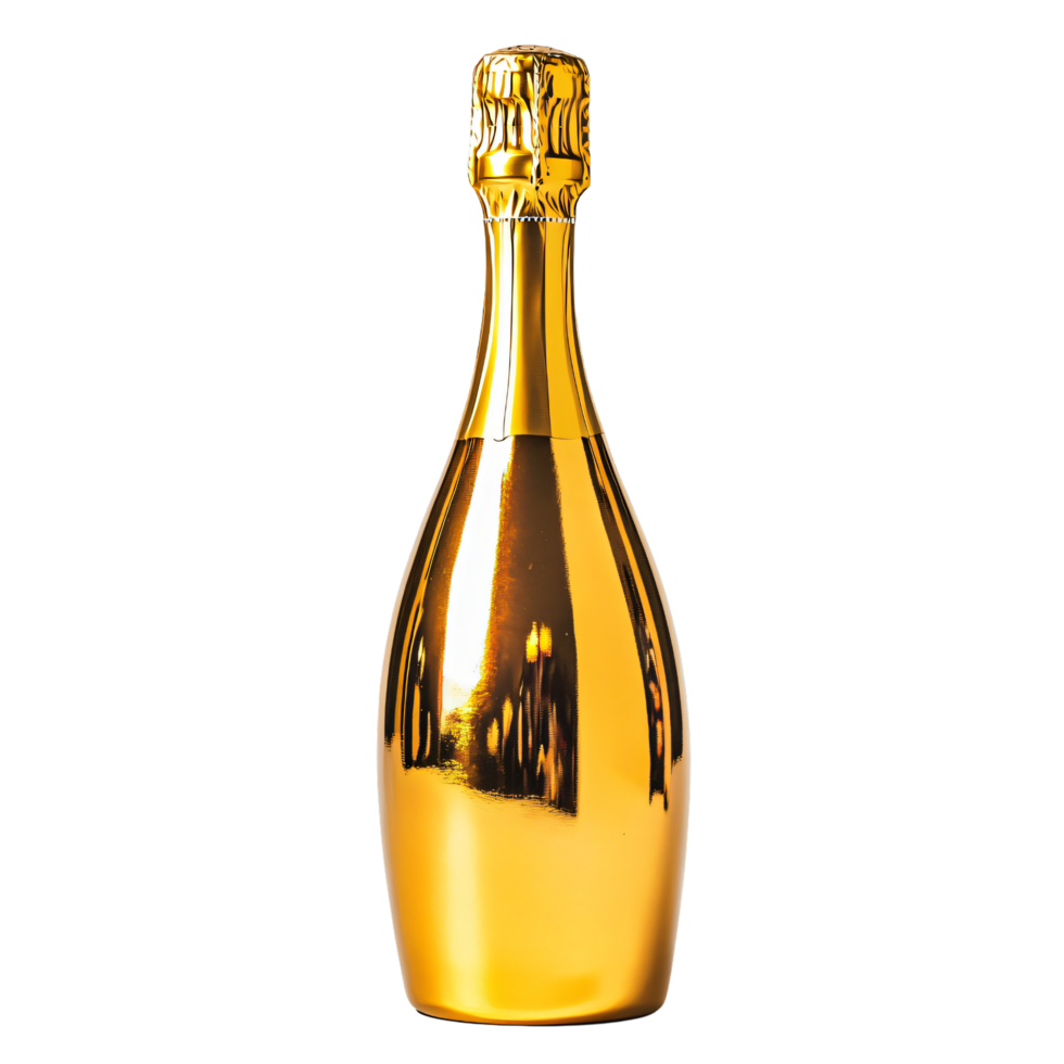 Sparkling Gold Champagne Bottle Festive Celebration Drink Luxury Alcohol Elegant Design png