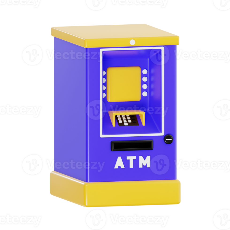 Colorful Bank ATM 3D Render png