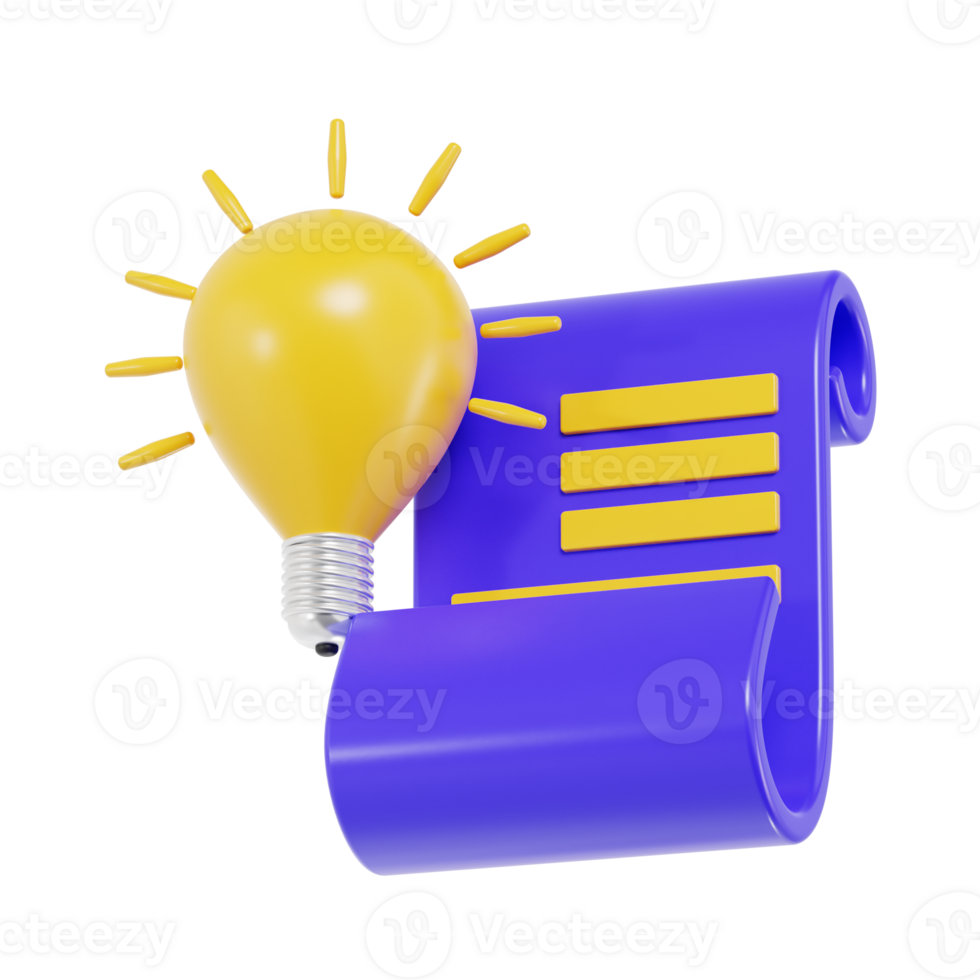 Lightbulb with Scroll Illustration png