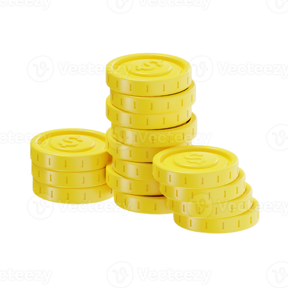 3D Gold Coins Stack png