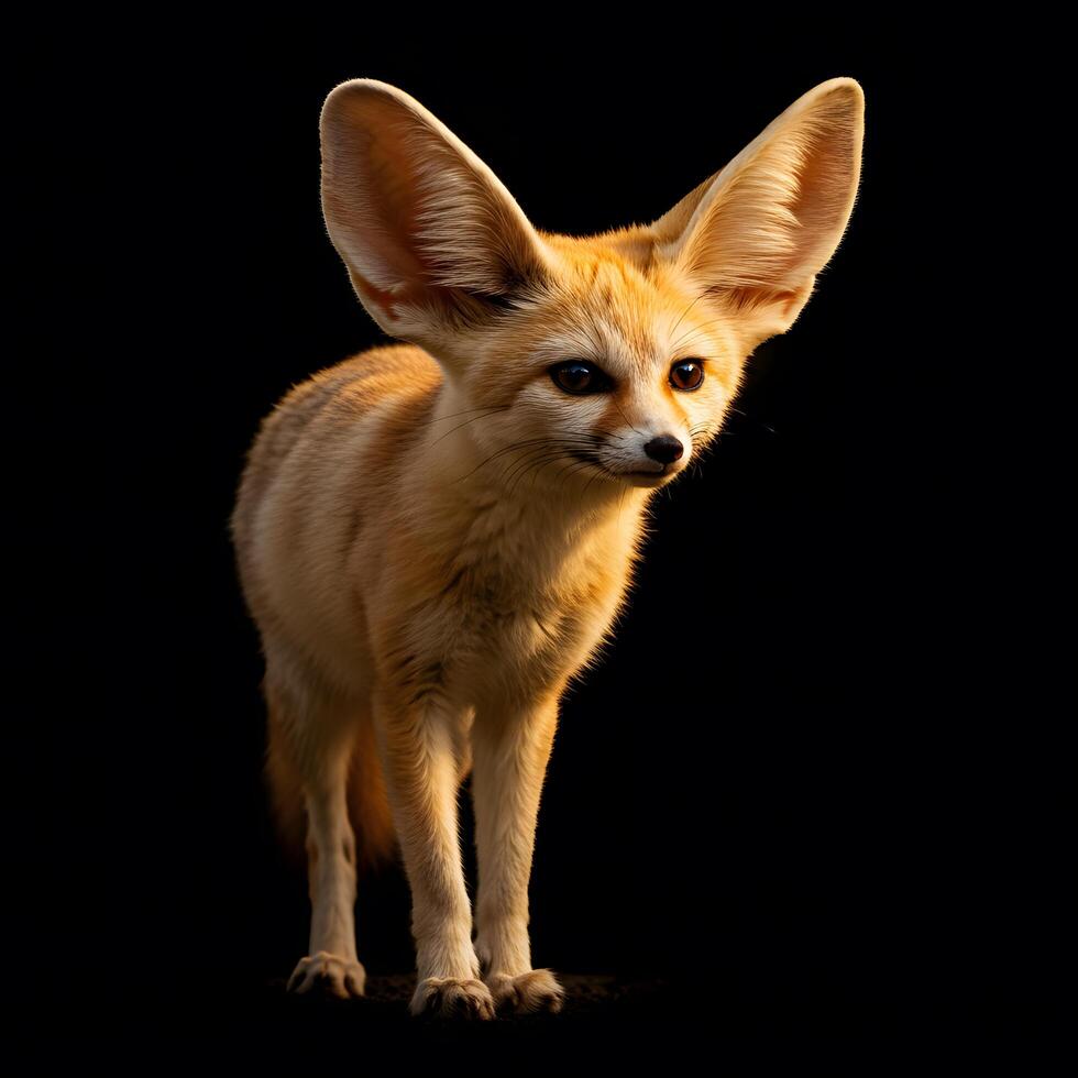 A Fennec Fox against a Black Background photo
