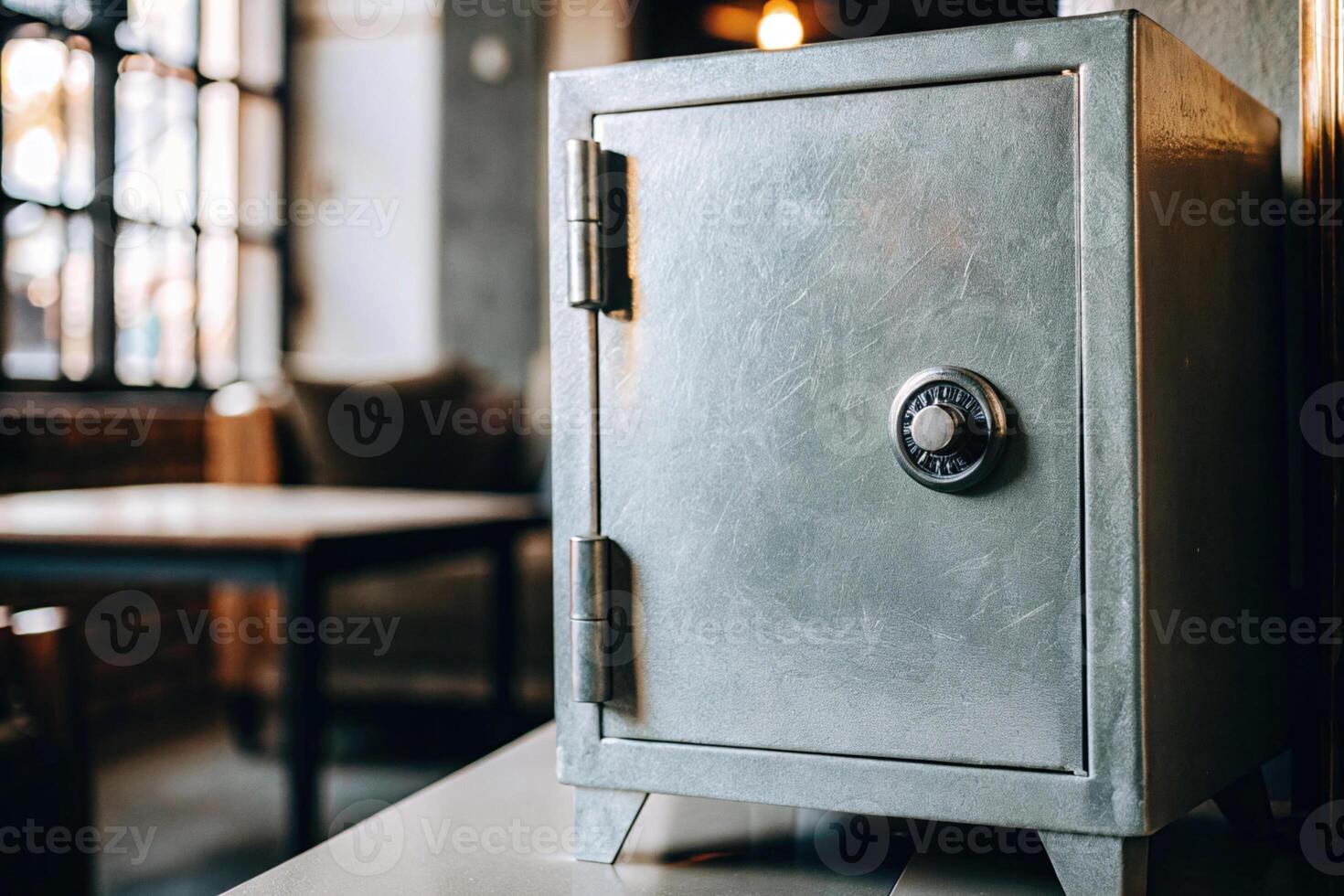 Metal Bank Locker with Combination Lock Security Storage Corner Of A Room photo