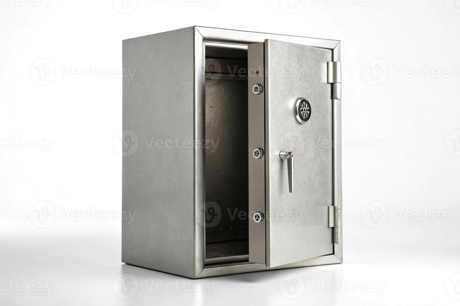 Modern Metal Bank Locker with Combination Lock Security Storage on a White Background photo