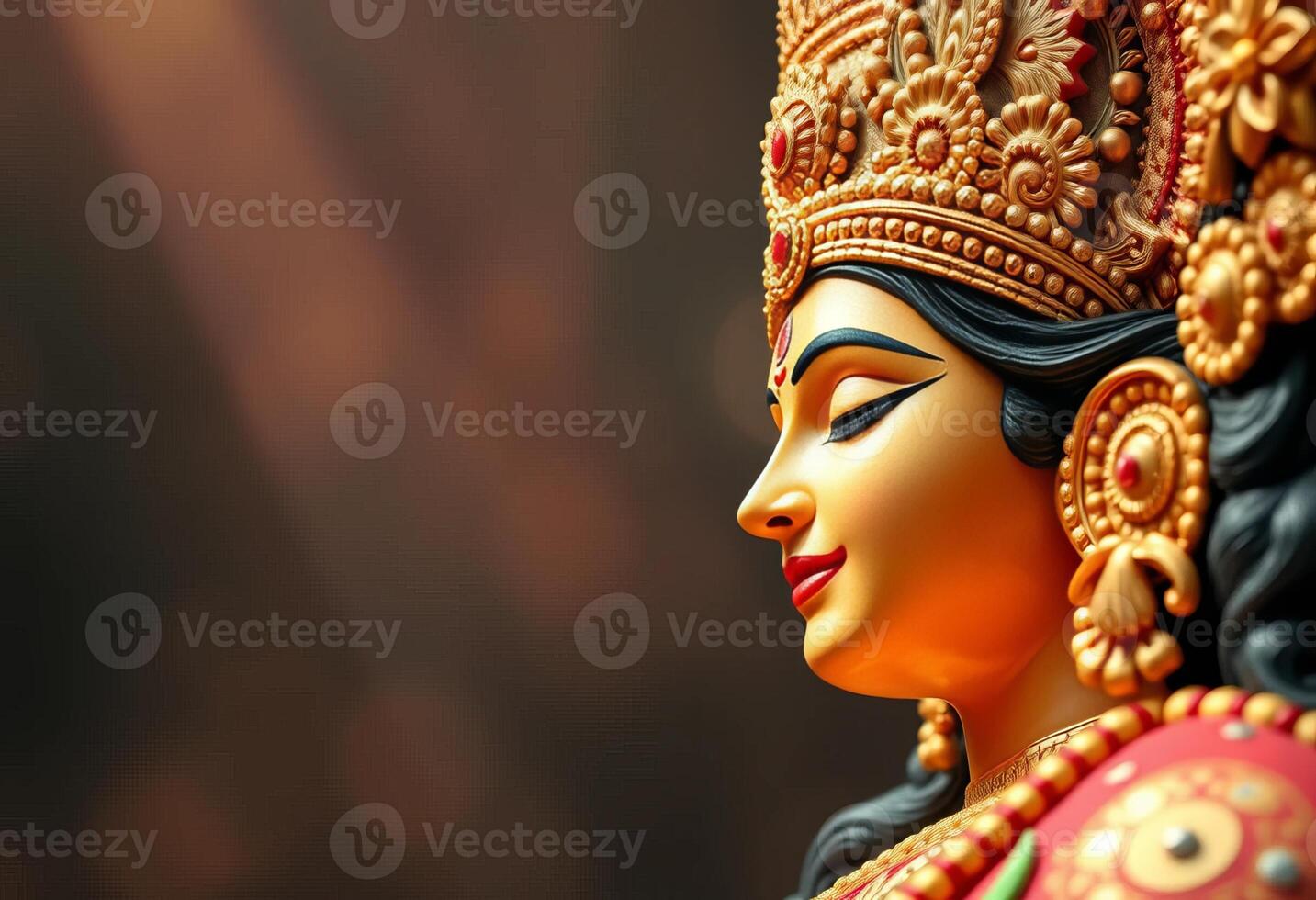 A side face of a hindu goddess Durga idol or statue , chaitra Navratri Concept photo