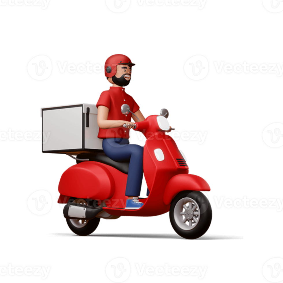 a man on a scooter with a box on the back png