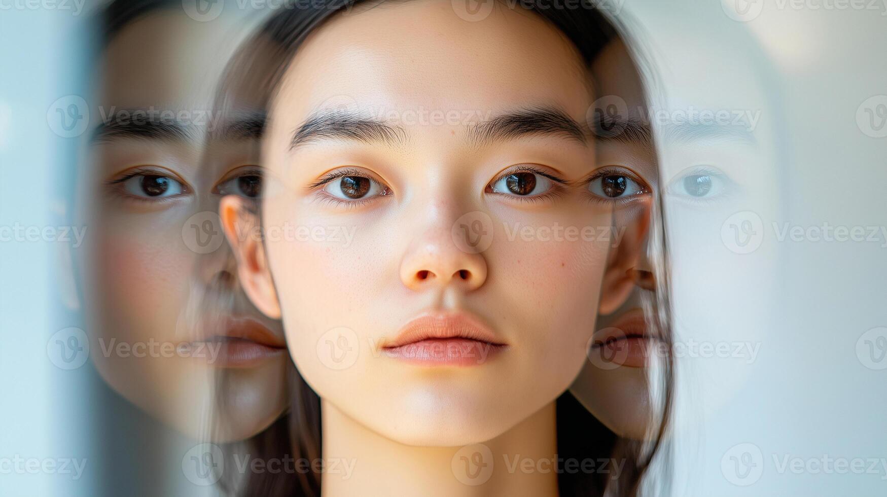 Young woman reflecting on multiple identities and perceptions photo