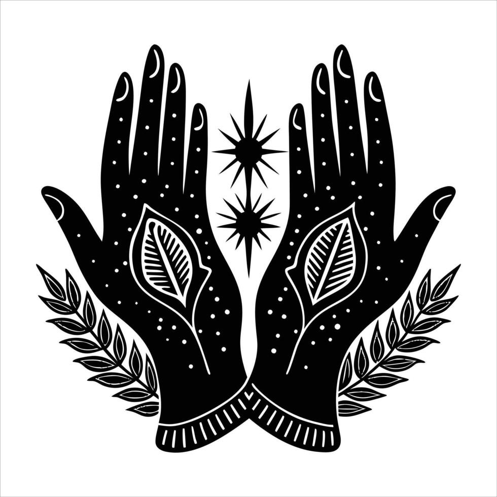 A symmetrical illustration of two hand vector