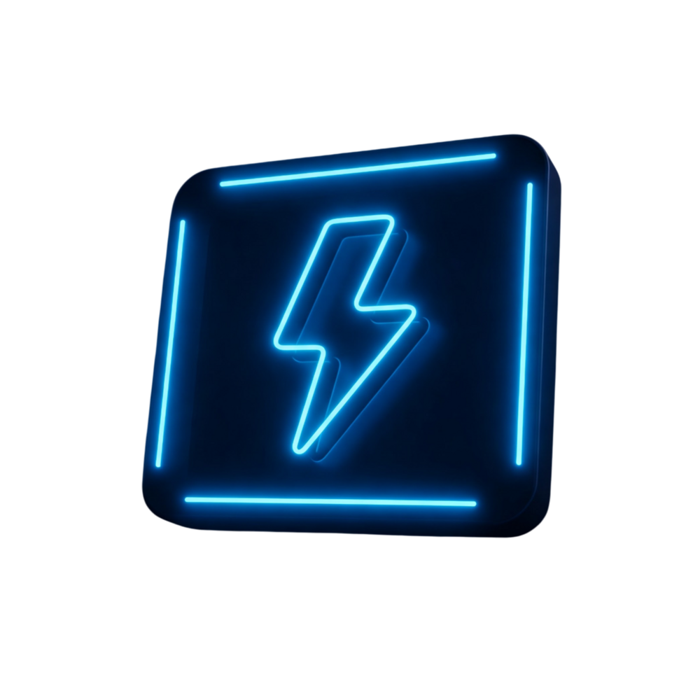 Neon Lightning Bolt Icon png