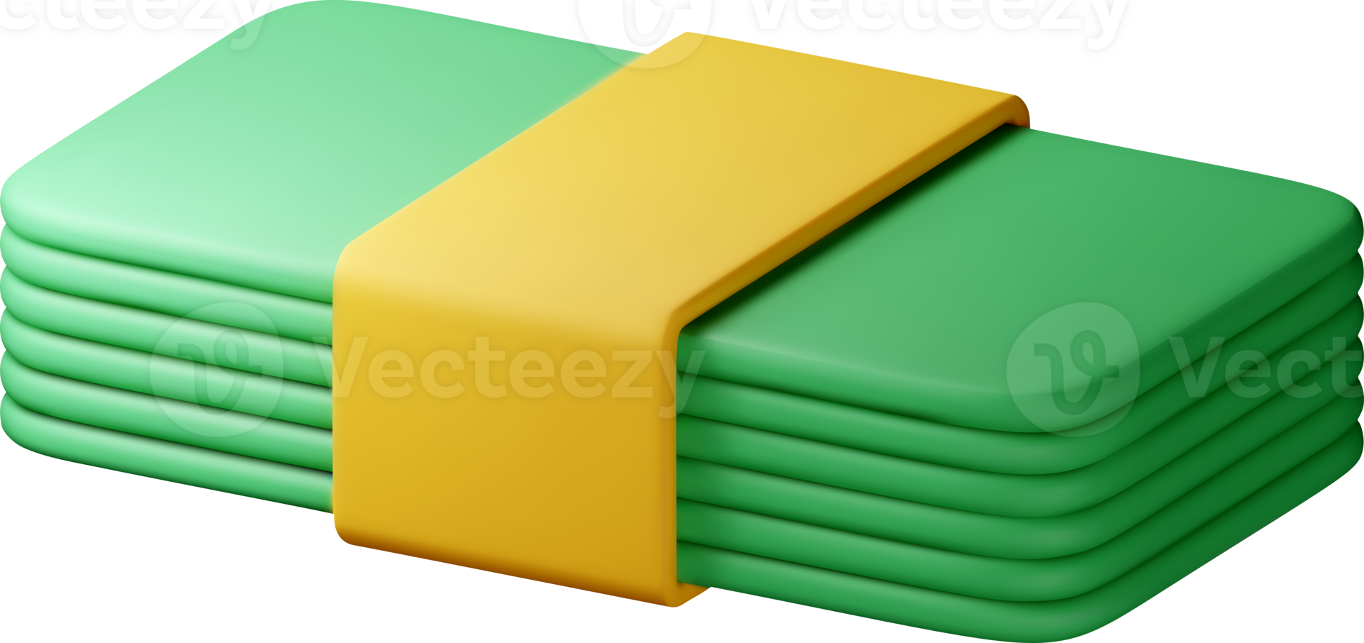 3D Stack of green money currency png