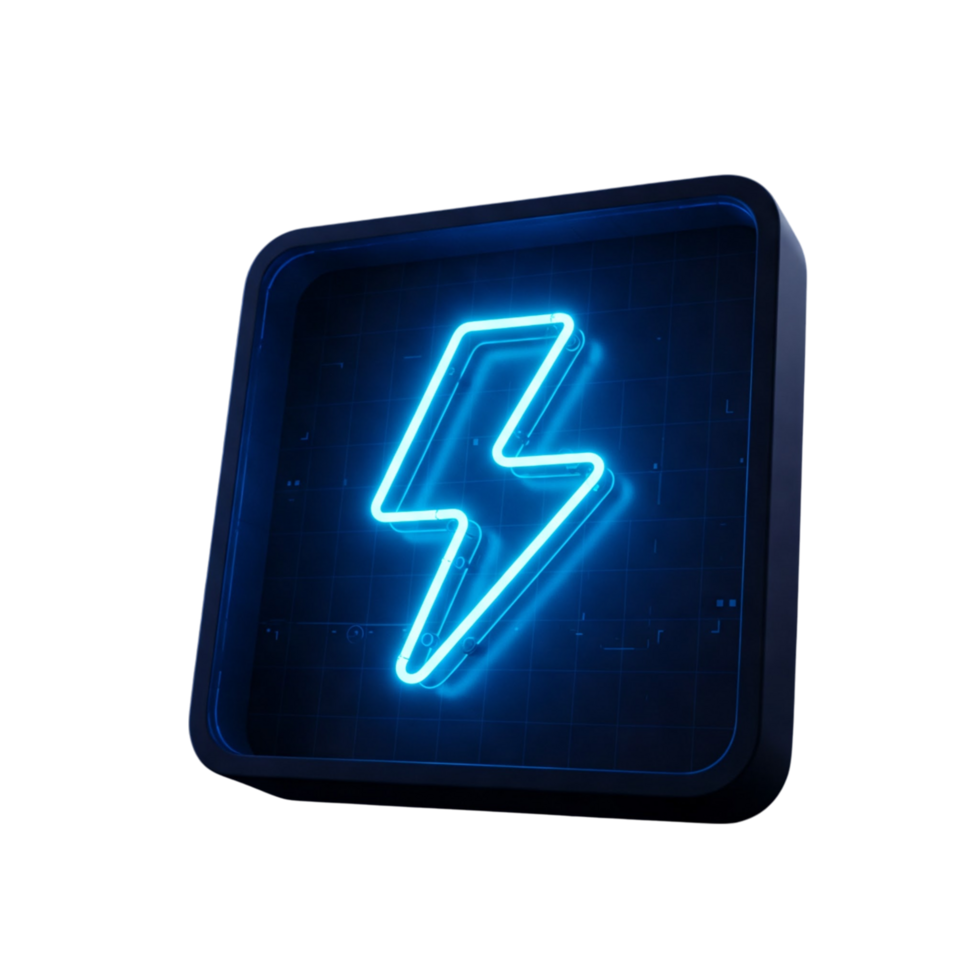 Neon Blue Lightning Bolt png