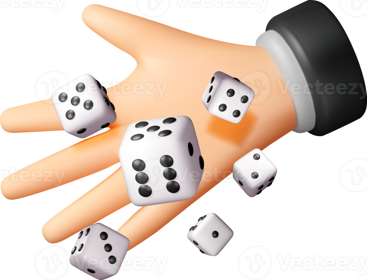 3D Hand throwing dice png