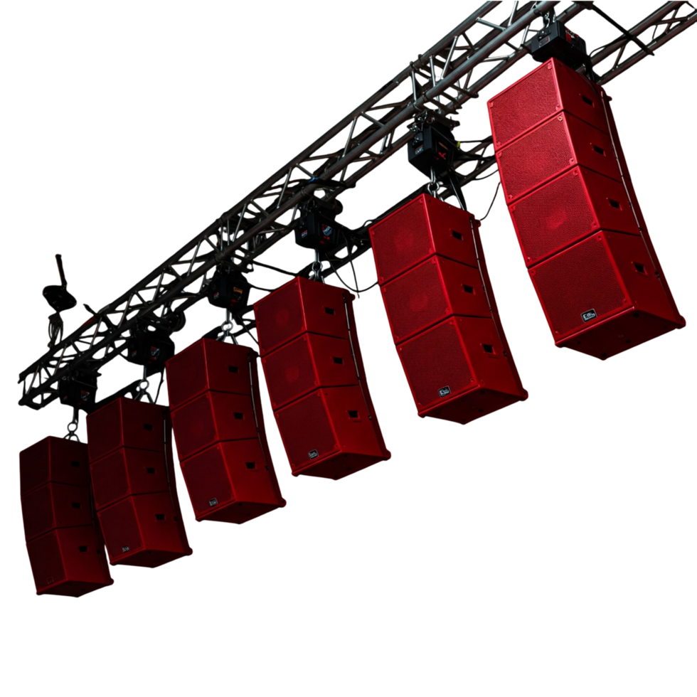 Red Line Array Speaker System for Concerts and Events png