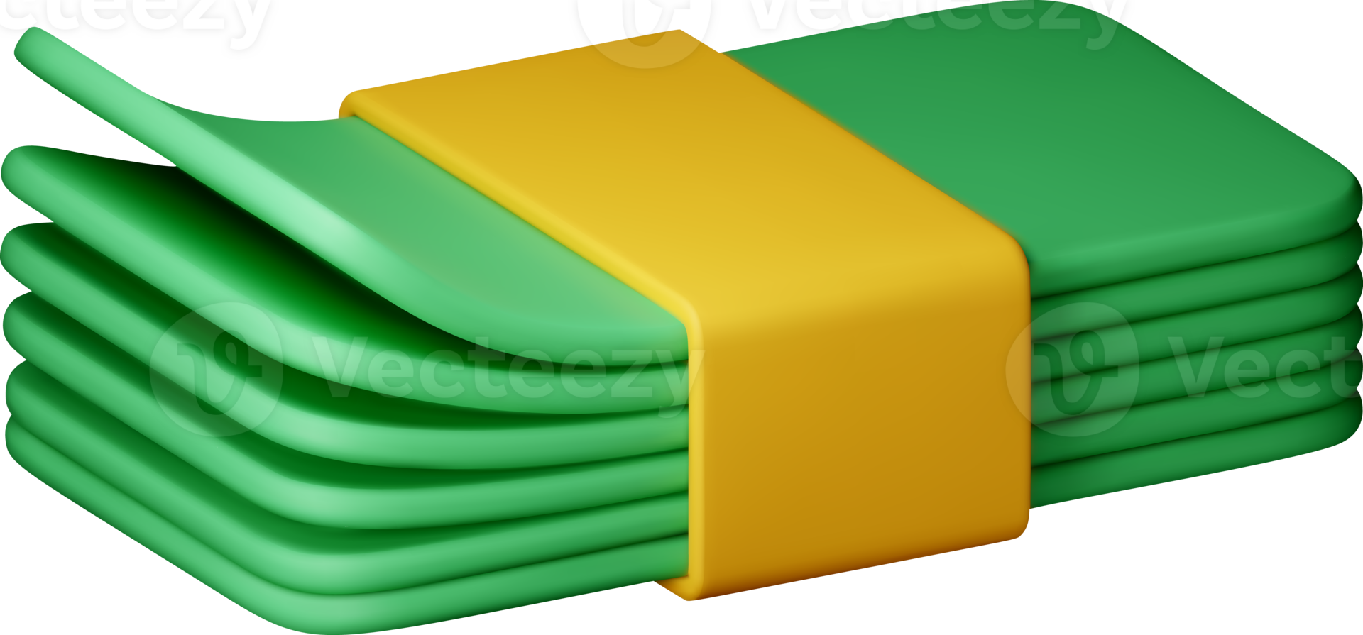 3D Stack of green money currency icon png