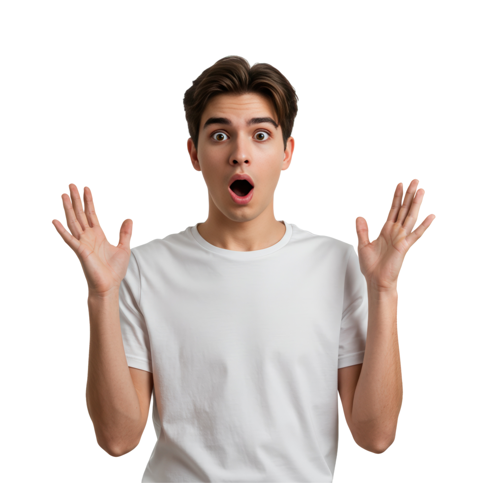 Surprised Man Open Hands Shocked Expression Isolated png