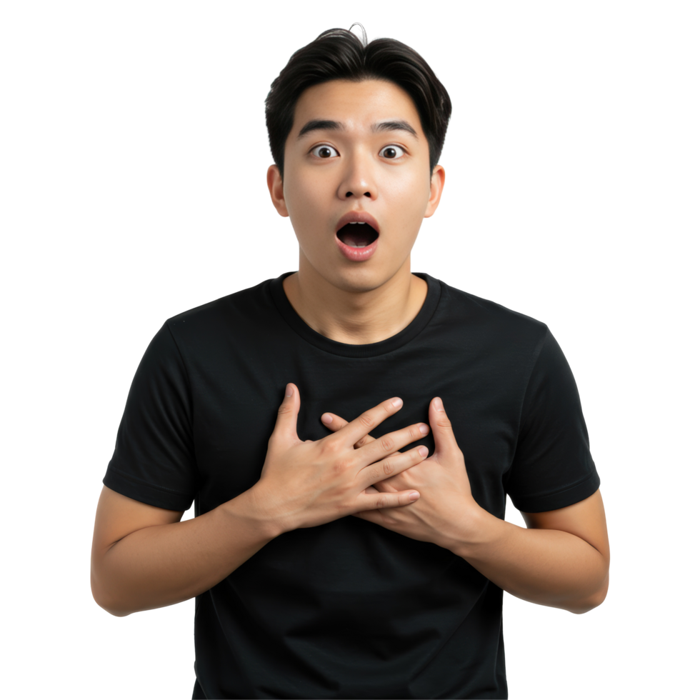 Shocked Man Hands Chest Surprise Isolated png