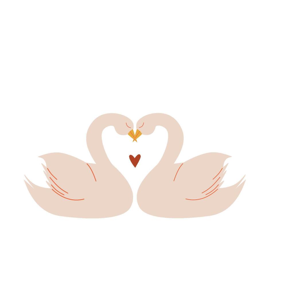 A pair of swan characters. A symbol of love. vector