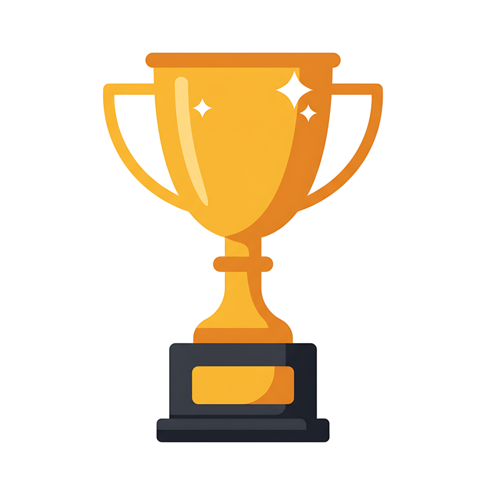 Golden Trophy with Sparkling Stars, Symbolizing Achievement and Success png