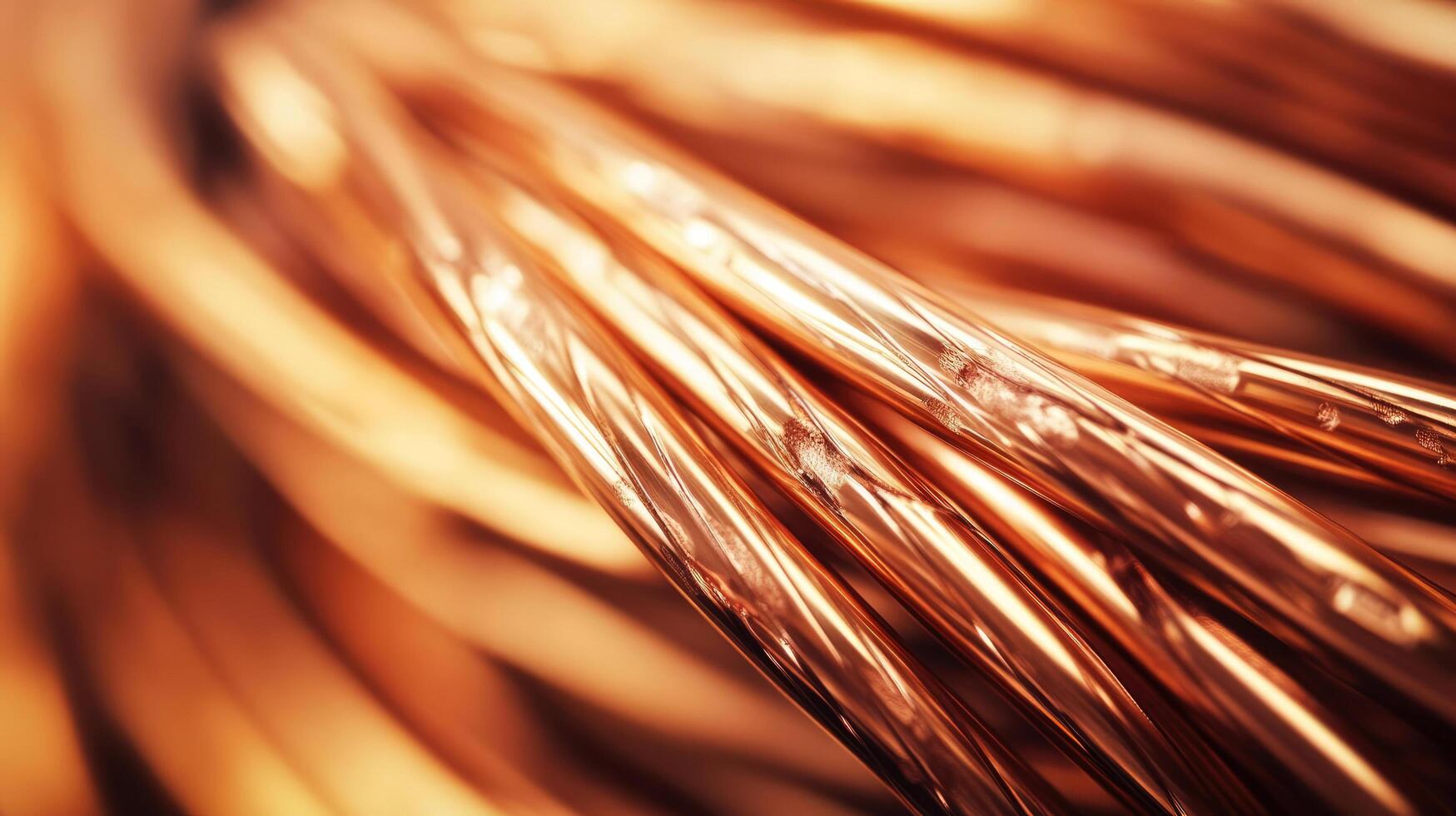 Close-up view of twisted copper wires used in electrical applications photo
