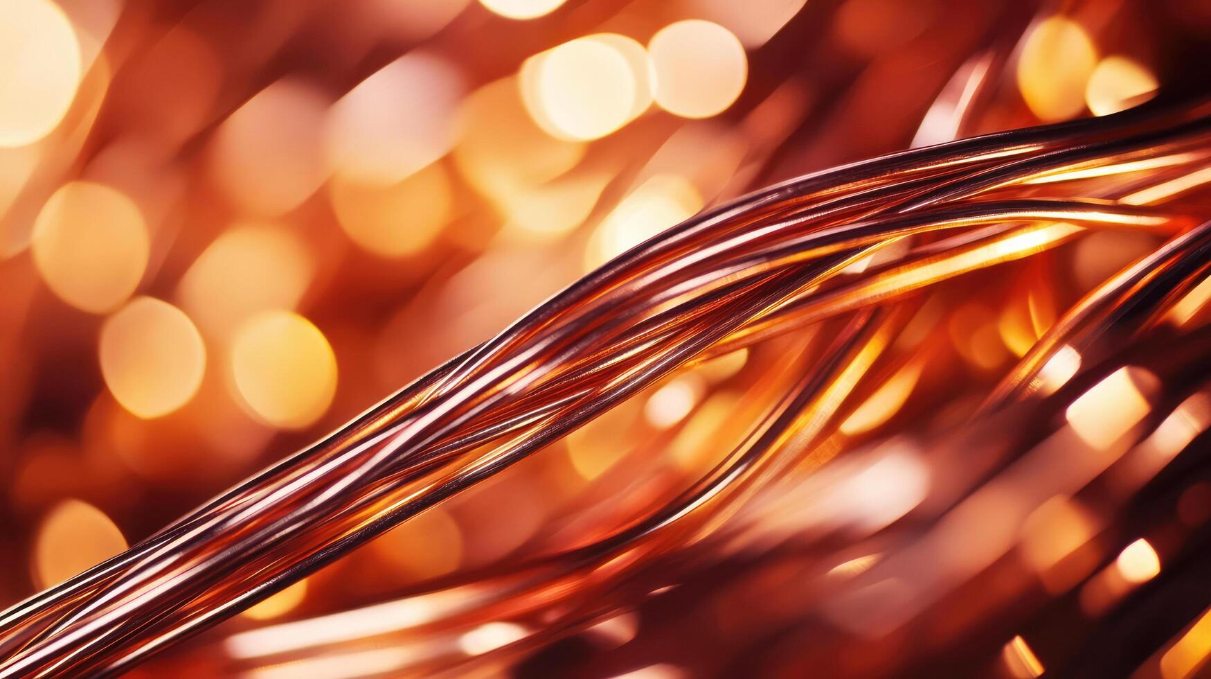 Copper wires with bokeh effect showcasing intricate details in warm tones photo