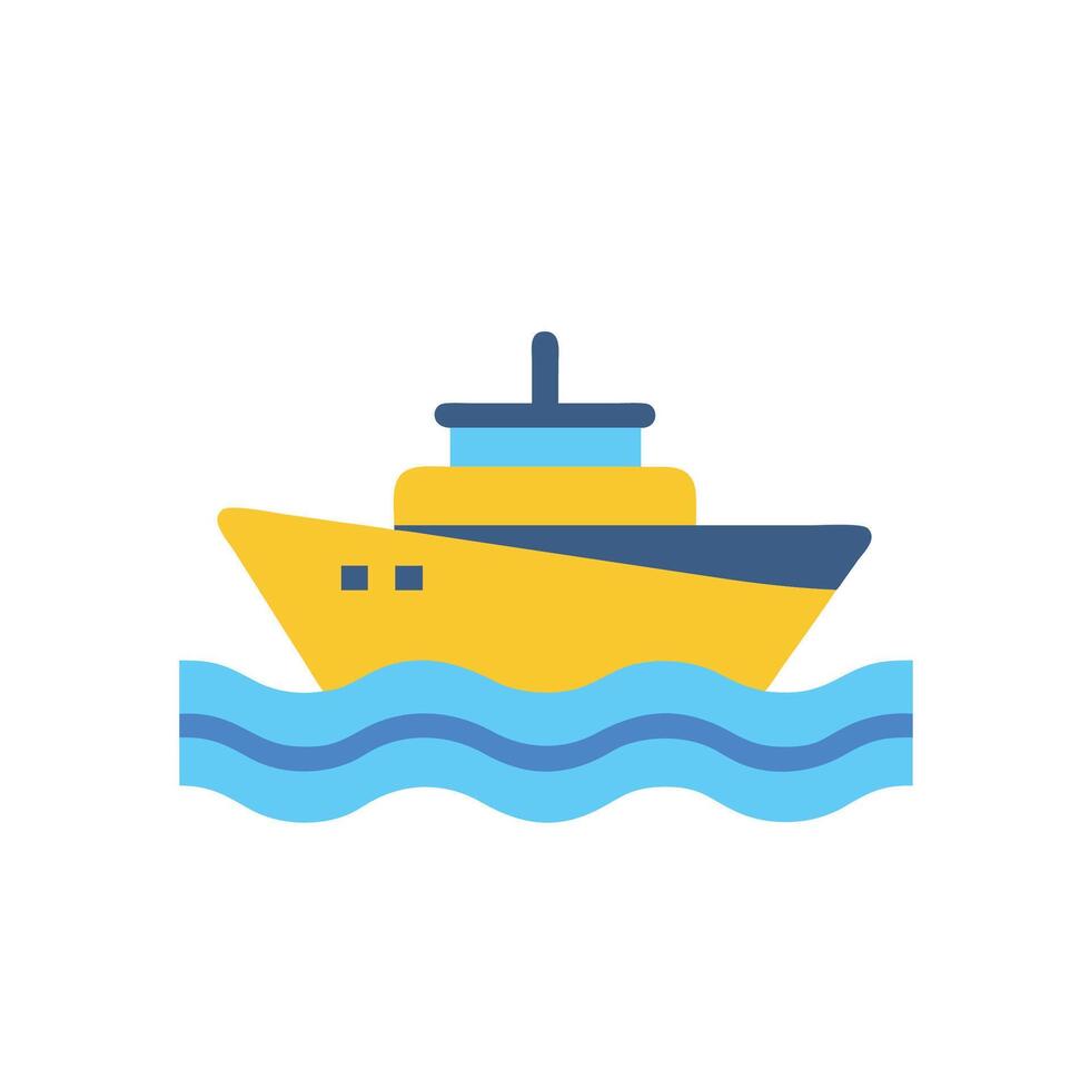A yellow boat floating in the ocean vector