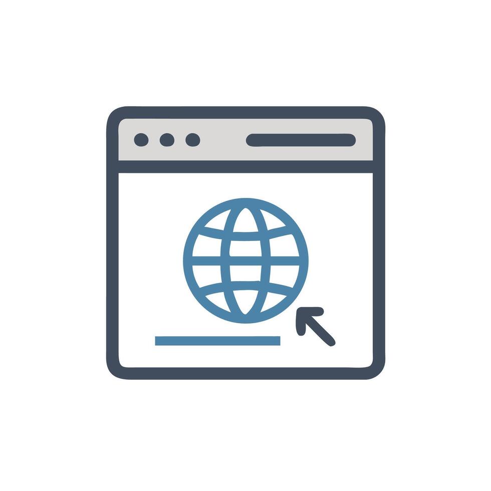 web page icon with a globe and arrow vector