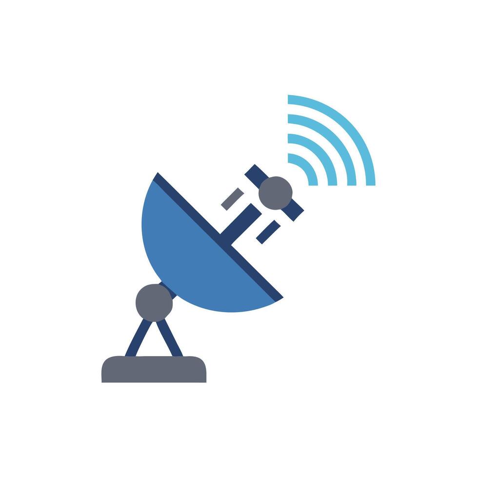 a satellite dish icon with a blue background vector