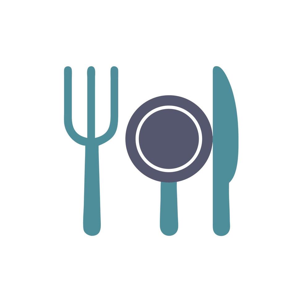 a fork, knife and spoon icon on a white background vector
