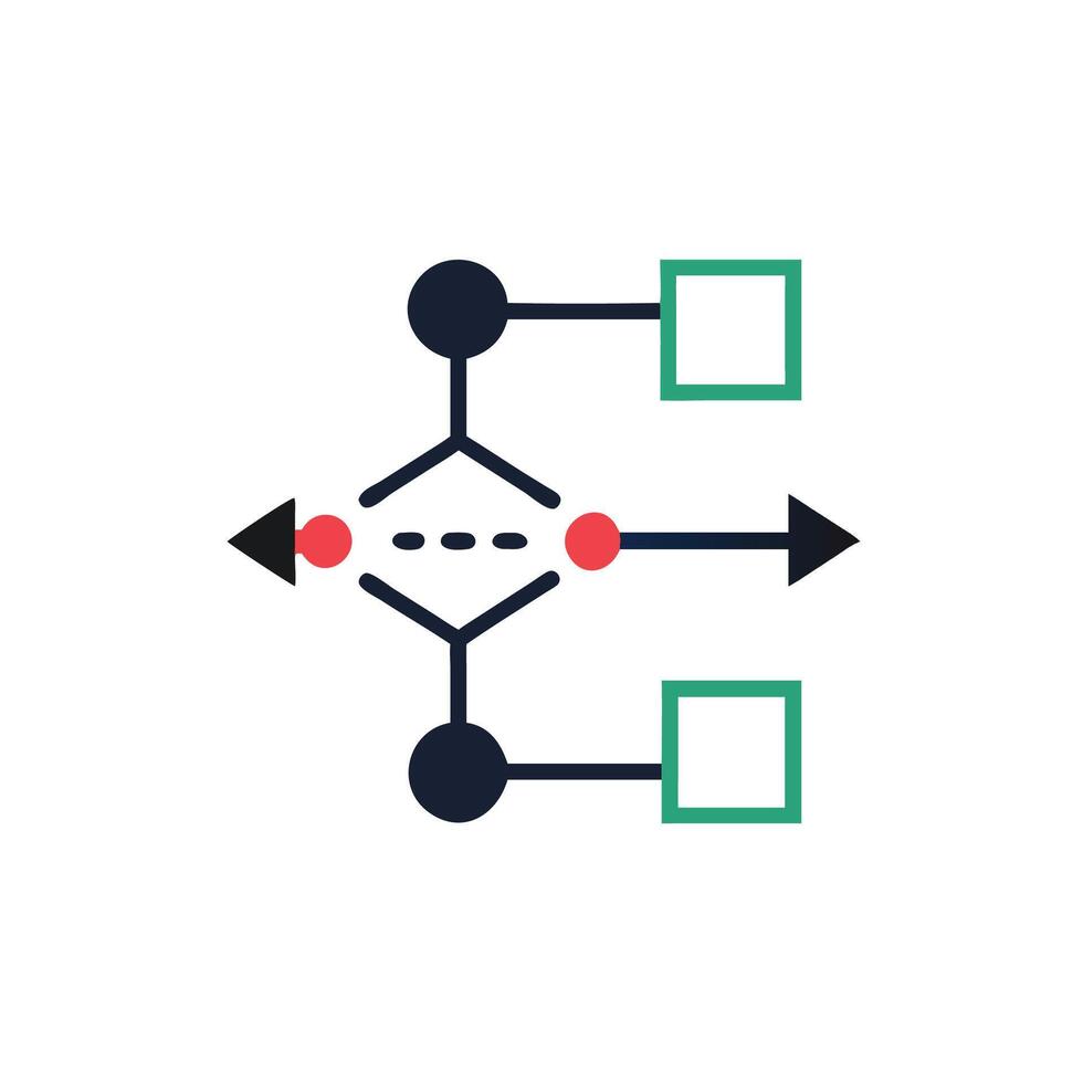 A diagram of a network with two arrows pointing to each other vector